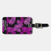 Pink Palm Blätter Personalisiert Gepäckmarke Gepäckanhänger (Vorderseite horizontal)