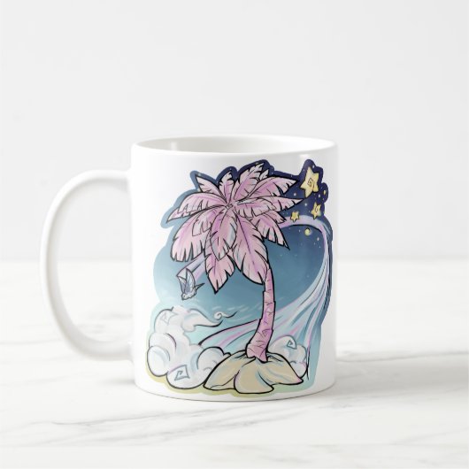 Pink Palm & Blue Bird Tasse (Links)