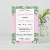 Pink Palm Bridal Shower Invitation | Tropical Palm Einladung (Stehend Vorderseite)