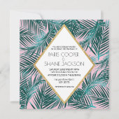 Pink Palm Deko Hochzeitseinladung Einladung (Vorderseite)