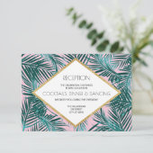 Pink Palm Deko Wedding Einladung (Stehend Vorderseite)