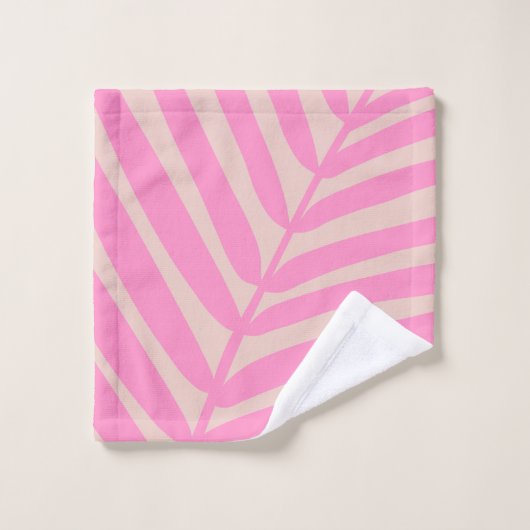 Pink Palm Leaf Badhandtuch Set (Waschlappen)