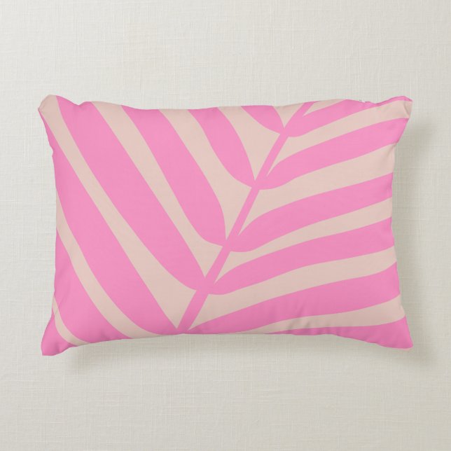 Pink Palm Leaf Dekokissen (Vorderseite)