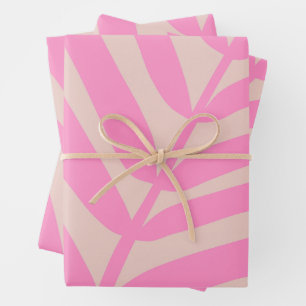 Pink Palm Leaf Geschenkpapier Set