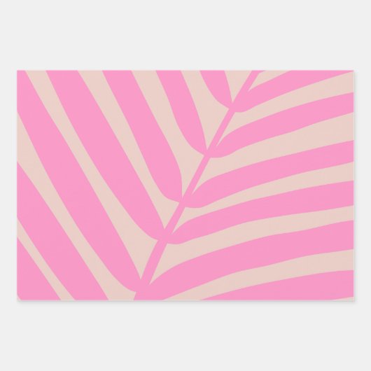 Pink Palm Leaf Geschenkpapier Set (Vorderseite)
