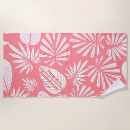 Pink Palm Leaf Junggeselinnen-Abschied Personalisi Strandtuch
