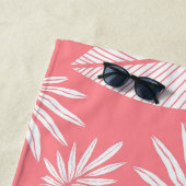 Pink Palm Leaf Junggeselinnen-Abschied Personalisi Strandtuch (Beispiel)