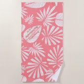 Pink Palm Leaf Junggeselinnen-Abschied Personalisi Strandtuch (Vorderseite)