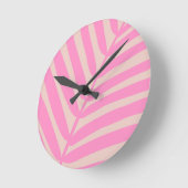 Pink Palm Leaf Runde Wanduhr (Winkel)