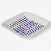 Pink Palm Pair auf Blue Stripes Junggeselinnen-Abs Pappteller (Gewinkelt)