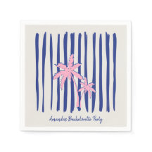 Pink Palm Pair auf Blue Stripes Junggeselinnen-Abs