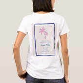 Pink Palm Pair auf Blue Stripes Junggeselinnen-Abs T-Shirt (Rückseite)