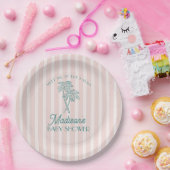 Pink Palm Spring Pastel Beach Baby Dusche Pappteller (Party)