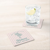 Pink Palm Spring Pastel Beach Baby Dusche Rechteckiger Pappuntersetzer (Vor Ort)