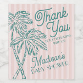 Pink Palm Spring Pastel Beach Baby Duschfavoriten Weinetikett (Einzelnes Label)