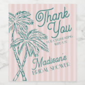 Pink Palm Spring Pastel Beach Brautparty Favoriten Weinetikett (Einzelnes Label)