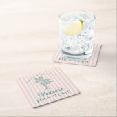 Pink Palm Spring Pastell Beach Brautparty Rechteckiger Pappuntersetzer (Vor Ort)