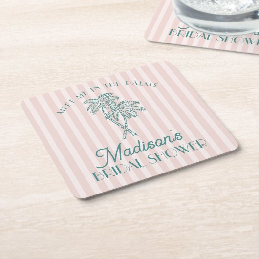 Pink Palm Spring Pastell Beach Brautparty Rechteckiger Pappuntersetzer (angewinkelt)