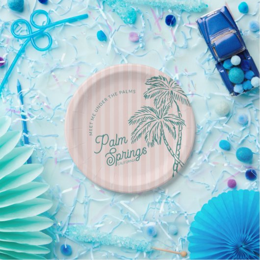 Pink Palm Spring Pastell Beach Gastgeschenke Pappteller (Party)