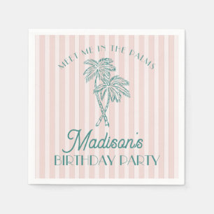 Pink Palm Spring Pastell Beach Geburtstagsparty Serviette
