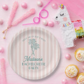 Pink Palm Spring Pastell Beach Junggeselinnen-Absc Pappteller (Party)