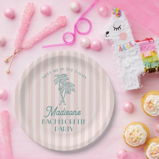 Pink Palm Spring Pastell Beach Junggeselinnen-Absc Pappteller (Party)