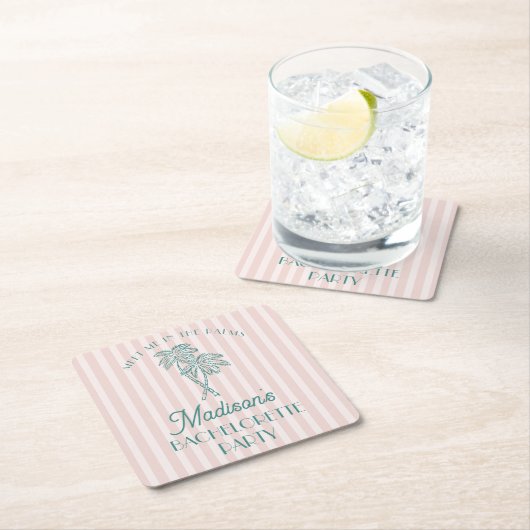 Pink Palm Spring Pastell Beach Junggeselinnen-Absc Rechteckiger Pappuntersetzer (Vor Ort)