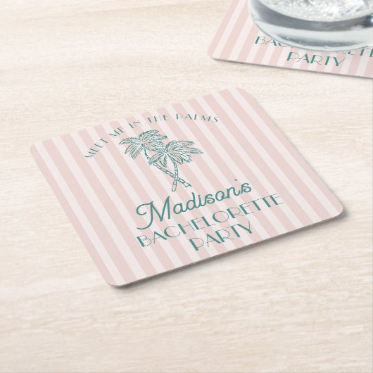 Pink Palm Spring Pastell Beach Junggeselinnen-Absc Rechteckiger Pappuntersetzer (angewinkelt)