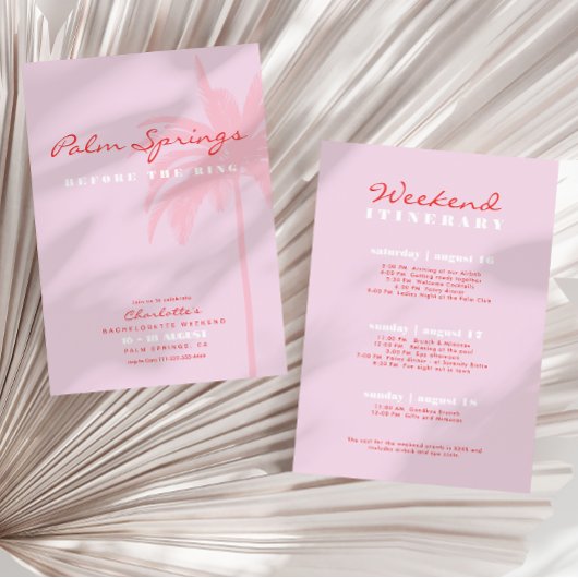 Pink Palm Springs Bachelorette Wochenende Einladun Einladung