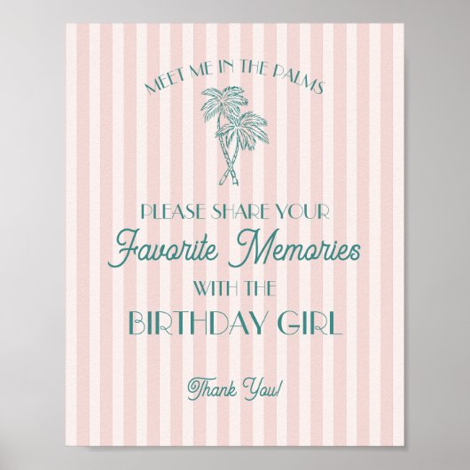 Pink Palm Springs Favorit Erinnerungen mit Geburts Poster (Vorne)