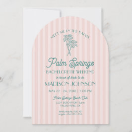 Pink Palm Springs Pastel Beach Bachelorette Weeken Einladung