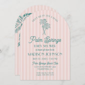 Pink Palm Springs Pastel Beach Cabana Babydusche Einladung (Vorne/Hinten)