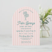 Pink Palm Springs Pastel Beach Cabana Babydusche Einladung (Stehend Vorderseite)