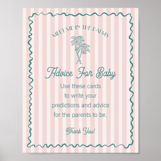Pink Palm Springs Pastel Beach Ratschlag für Baby Poster (Vorne)
