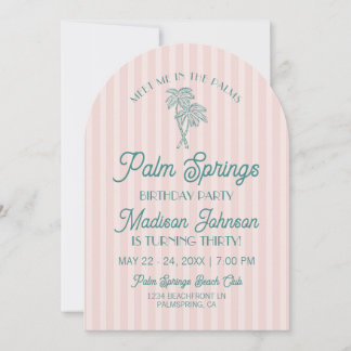 Pink Palm Springs Pastell Beach Geburtstagsparty Einladung