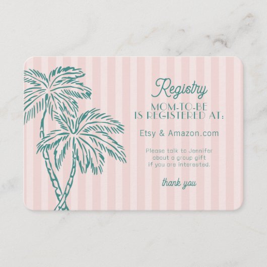 Pink Palm Springs Pastell Beach Registry Beilage Begleitkarte (Vorderseite)