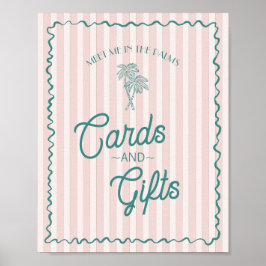 Pink Palm Springs Pastellfarben Strandkarten & Ges Poster