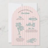 Pink Palm Springs Pastellstrand Junggeselinnen-Abs Einladung (Rückseite)