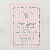 Pink Palm Springs Pastellstrand Junggeselinnen-Abs Einladung (Vorne/Hinten)