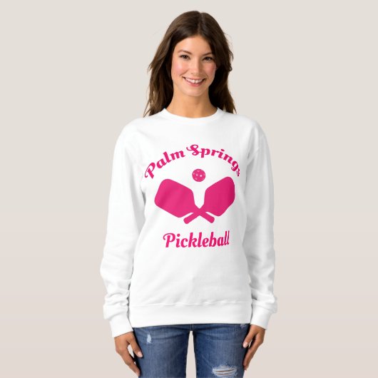 Pink Palm Springs Pickleball Sweatshirt (Vorne ganz)