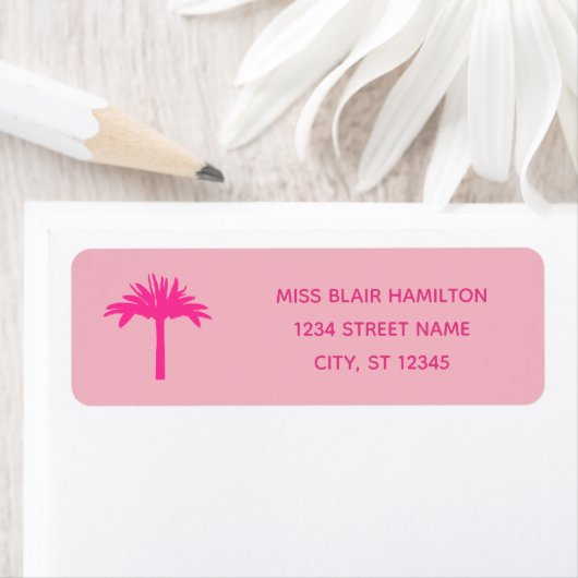 Pink Palm Tree Address Labels (Insitu)