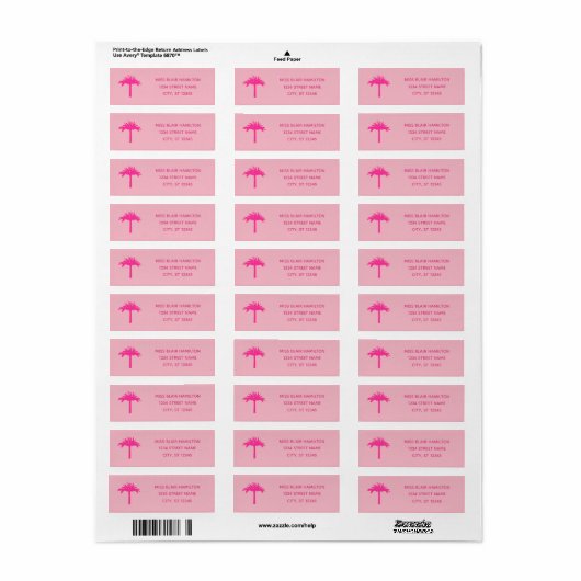 Pink Palm Tree Address Labels (Vorne)