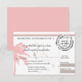 Pink Palm Tree Bahamas Boarding Pass Wedding RSVP Karte (Vorne/Hinten)