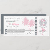 Pink Palm Tree Boarding Pass auf Thailand Hochzeit Einladung (Vorne/Hinten)