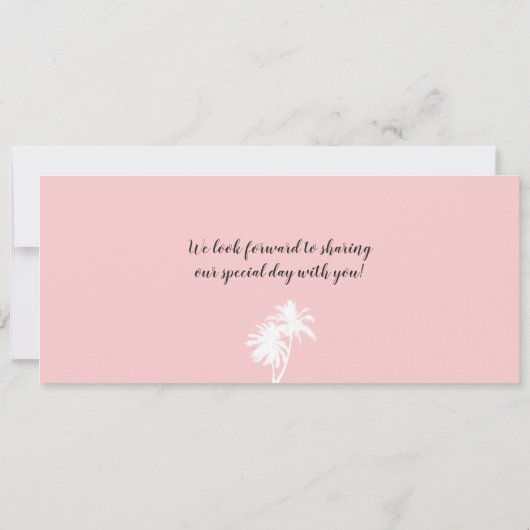 Pink Palm Tree Boarding Pass Puerto Rico Wedding Einladung (Rückseite)