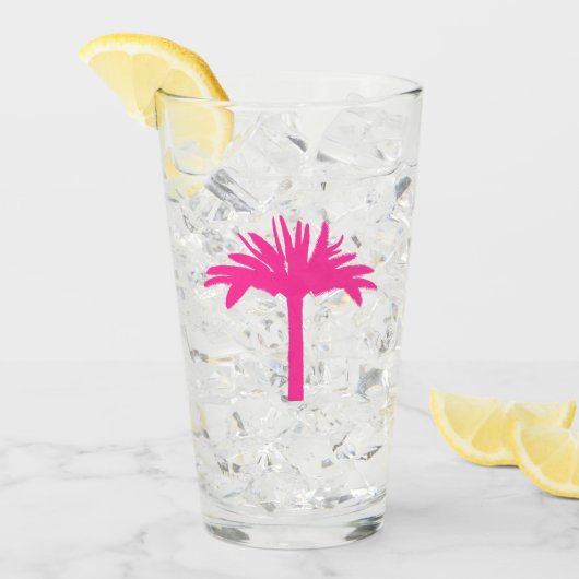Pink Palm Tree Glass Glas (Vorderseite Ice)