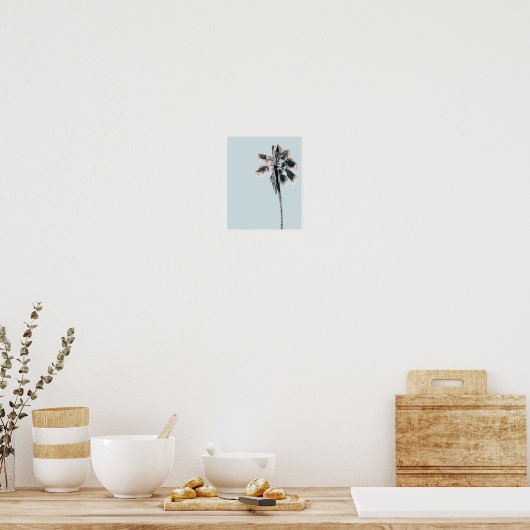 Pink Palm Tree Mint Sky Retro Wall Art Poster (Küche)