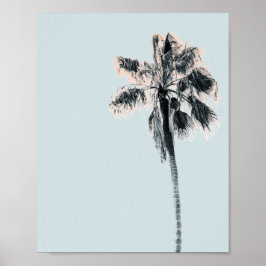 Pink Palm Tree Mint Sky Retro Wall Art Poster