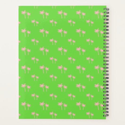 Pink Palm Tree Themed Hardcover Spiralplaner Planer (Rückseite)