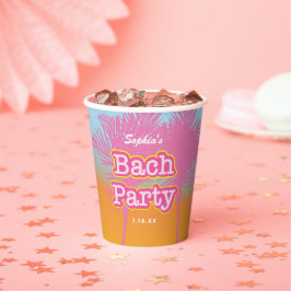 Pink Palm Trees Bach Party Papier Becher